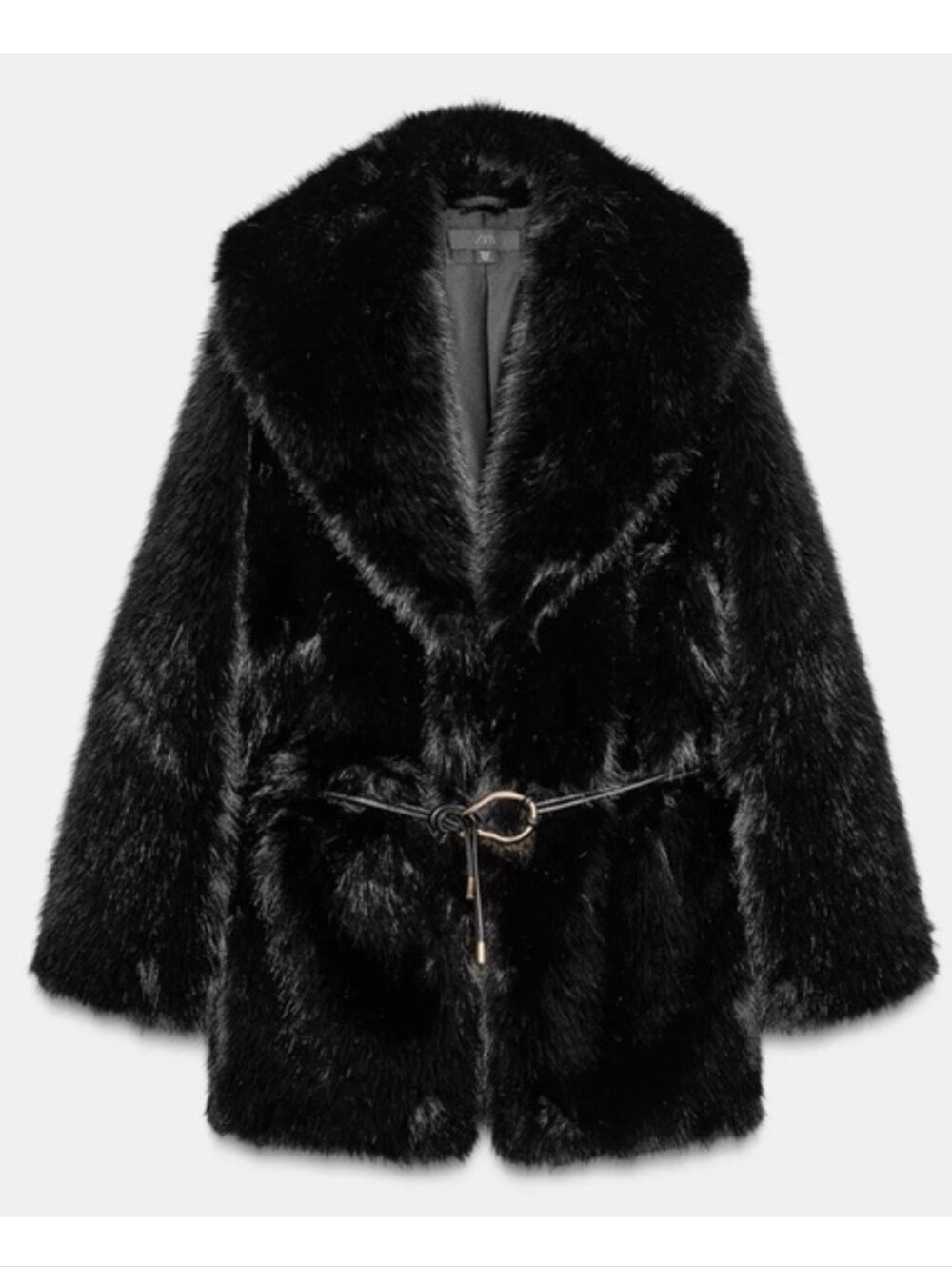 ZARA FAUX FUR COAT WITH BELT